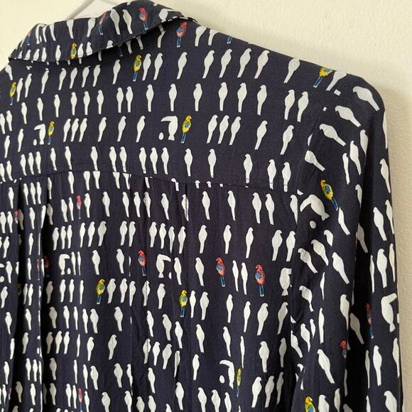 Anthropologie Maeve Wynwood Parrot BIrd Button Down Blouse Womens 0 - Picture 8 of 12